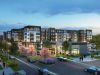 Northwood Ravin Property Management Portfolio, rendering of PRESERVE AT WESTFIELDS II in Chantilly, VA, a multi-family, multi-story apartments with balconies, green trees and grass, retail shops on the ground floor, and residents walking around and talking